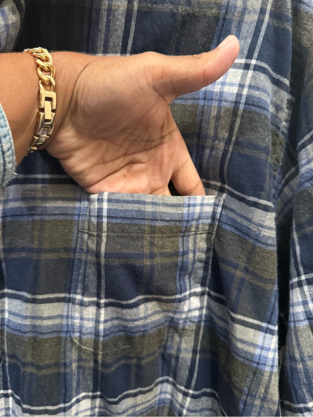 Peter Millar Men's Casual Blue Grey Olive Plaid Button-Up Flannel - XL- EUC - Picture 10 of 10